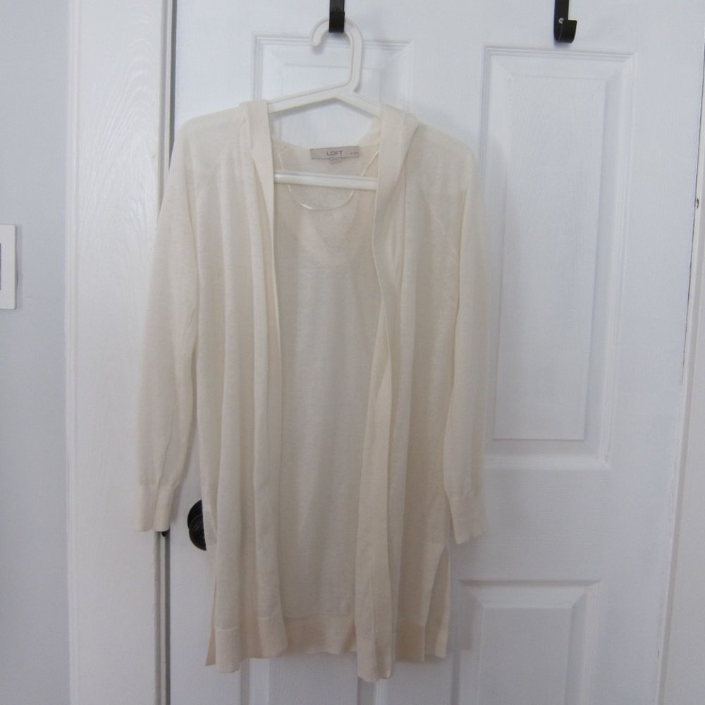 Gap Linen Hooded Cardigan White XS Petite New